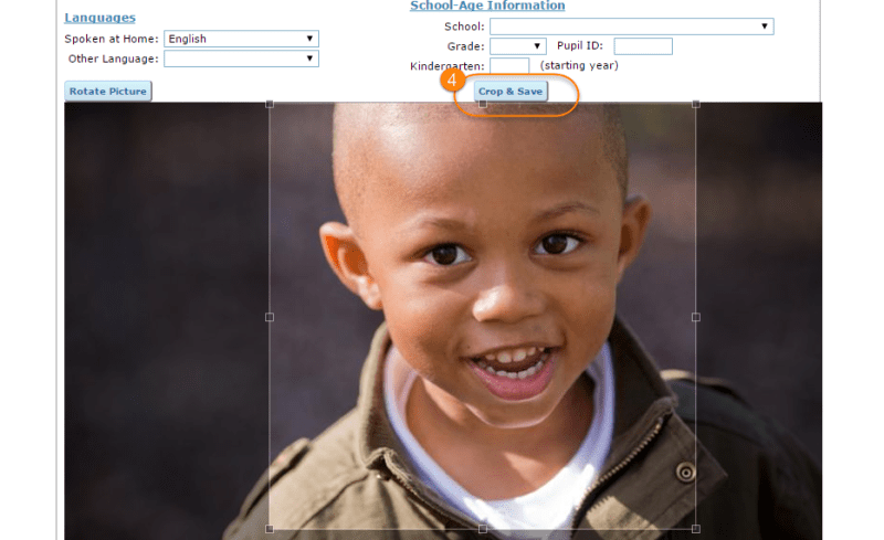 crop and save child photo