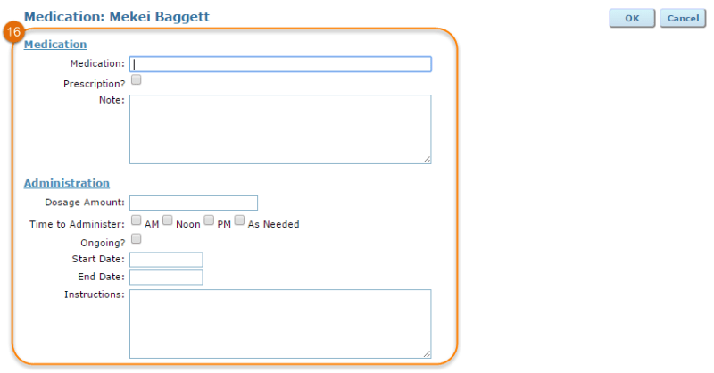 adding medication administration info
