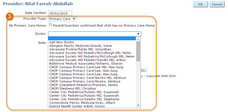 provider type and provider list