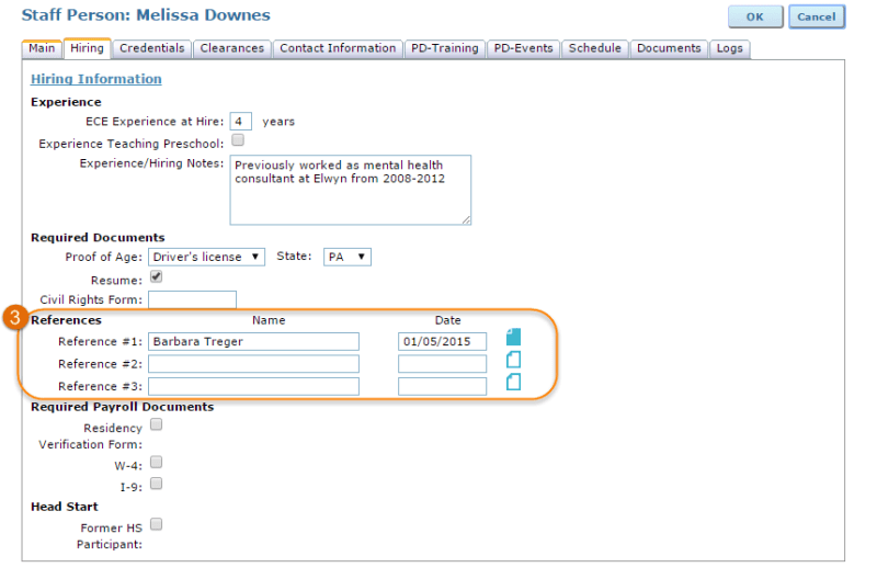 references area with saved attachment